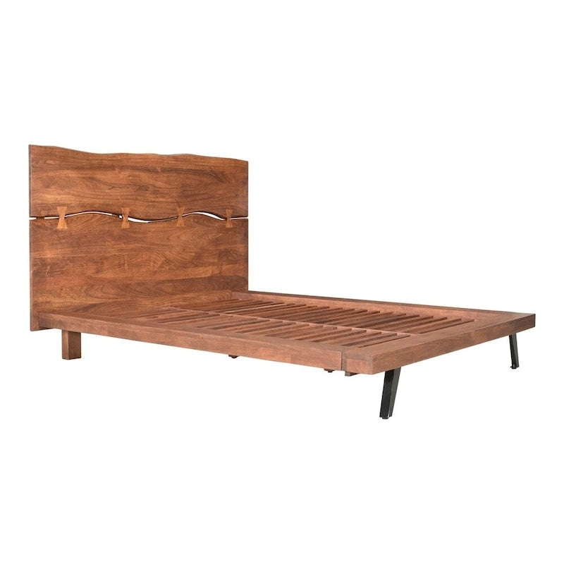 Marlene Brown Letto a piattaforma in legno di acacia rustico
