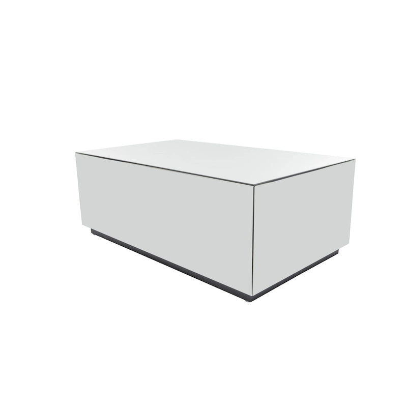 Tavolino da caffè rettangolare a specchio in vetro con base rialzata - Argento - 28Lx47Px18A