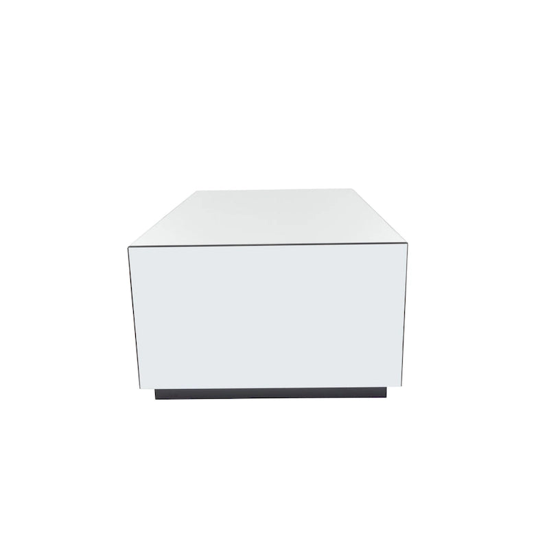 Tavolino da caffè rettangolare a specchio in vetro con base rialzata - Argento - 28Lx47Px18A