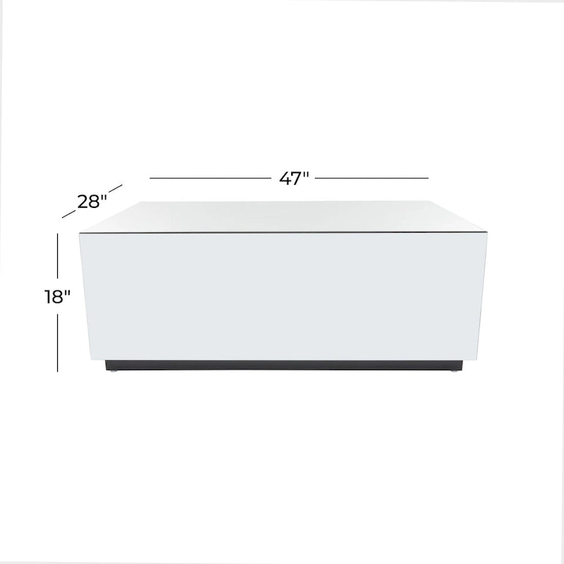 Tavolino da caffè rettangolare a specchio in vetro con base rialzata - Argento - 28Lx47Px18A