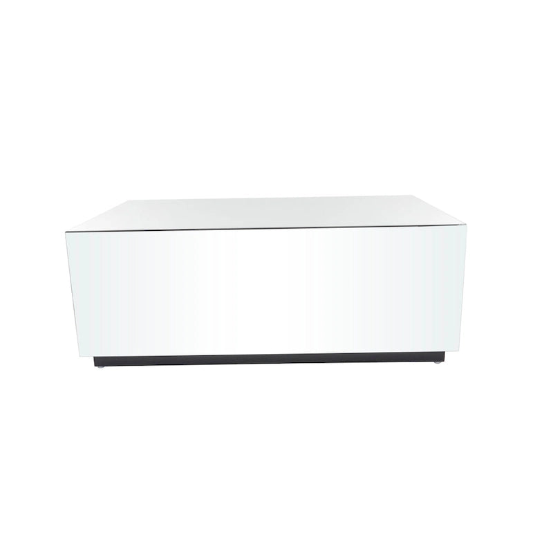 Tavolino da caffè rettangolare a specchio in vetro con base rialzata - Argento - 28Lx47Px18A