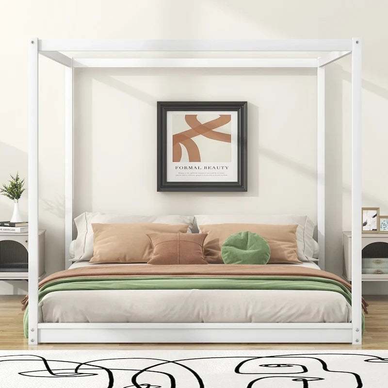 Letto a baldacchino con gambe di supporto