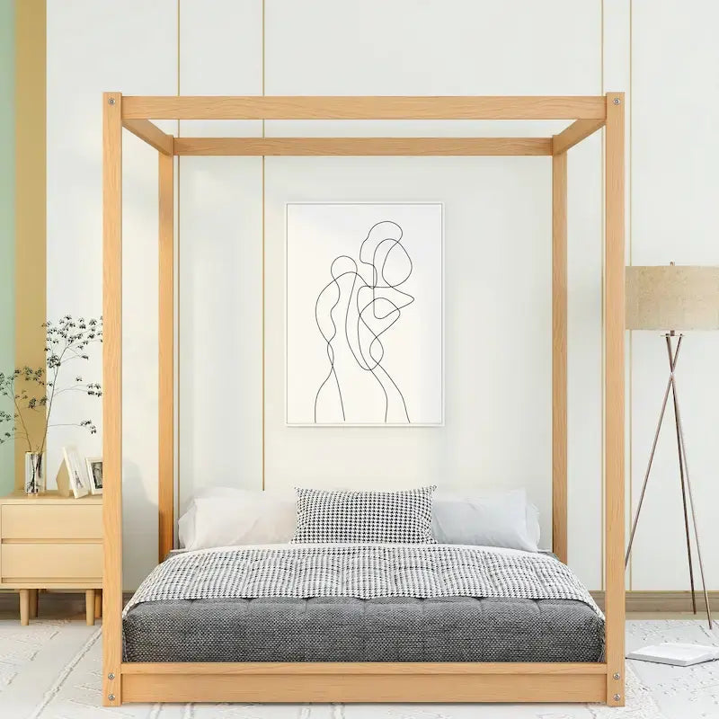 Letto a baldacchino con gambe di supporto