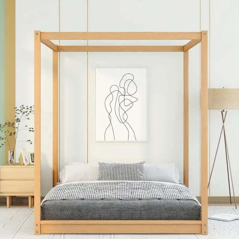 Letto a baldacchino con gambe di supporto