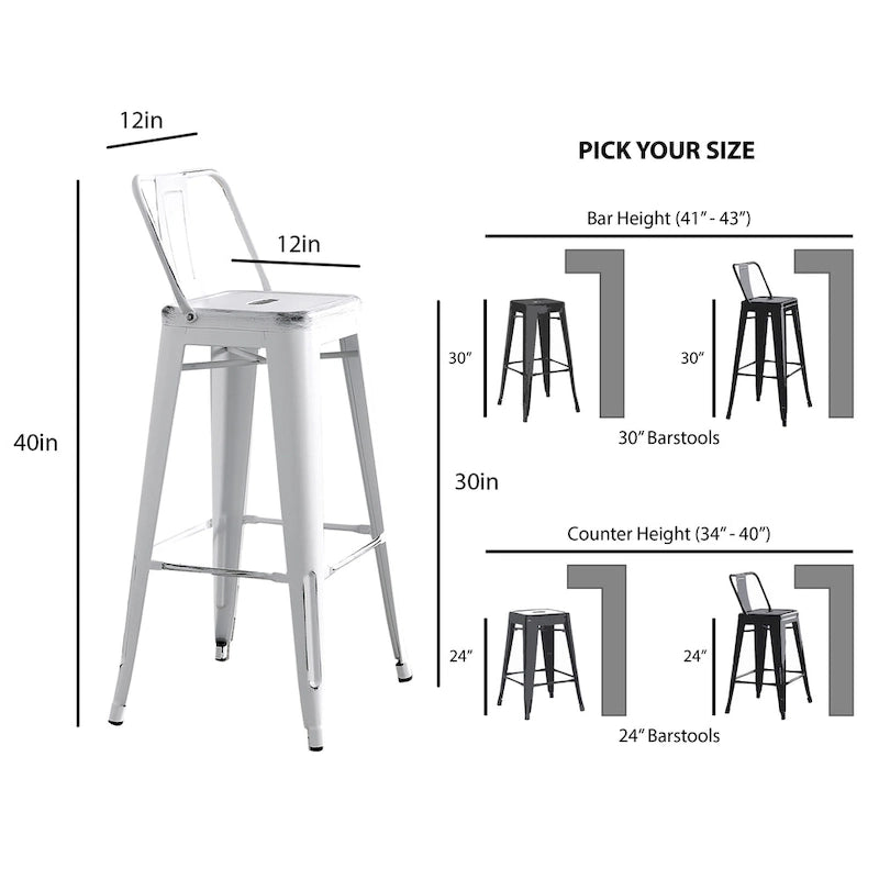 Set di 2 sgabelli da bar in metallo da 76 cm