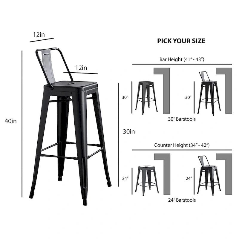 Set di 2 sgabelli da bar in metallo da 76 cm