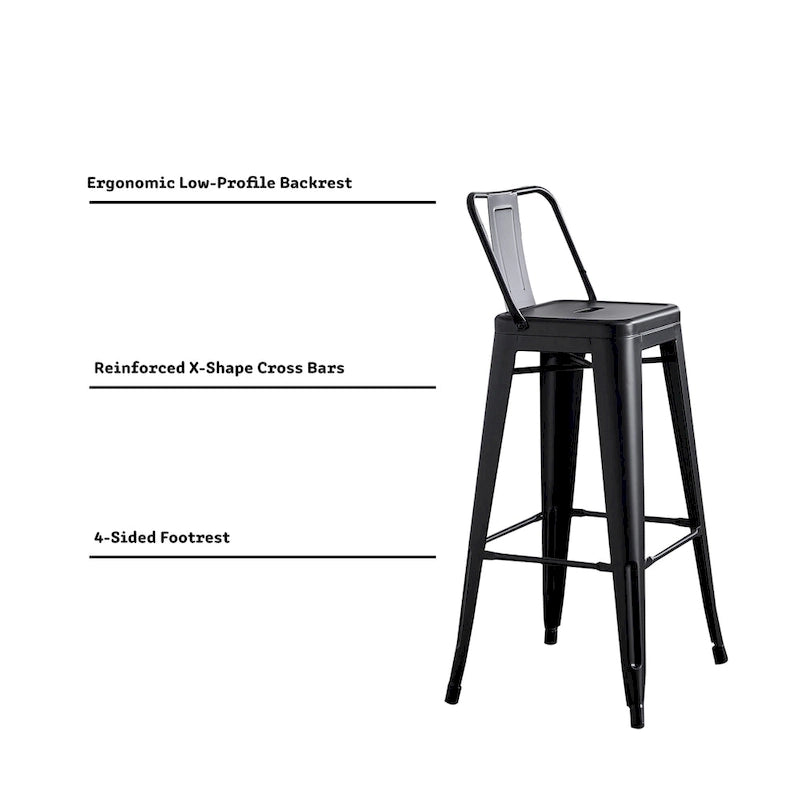 Set di 2 sgabelli da bar in metallo da 76 cm