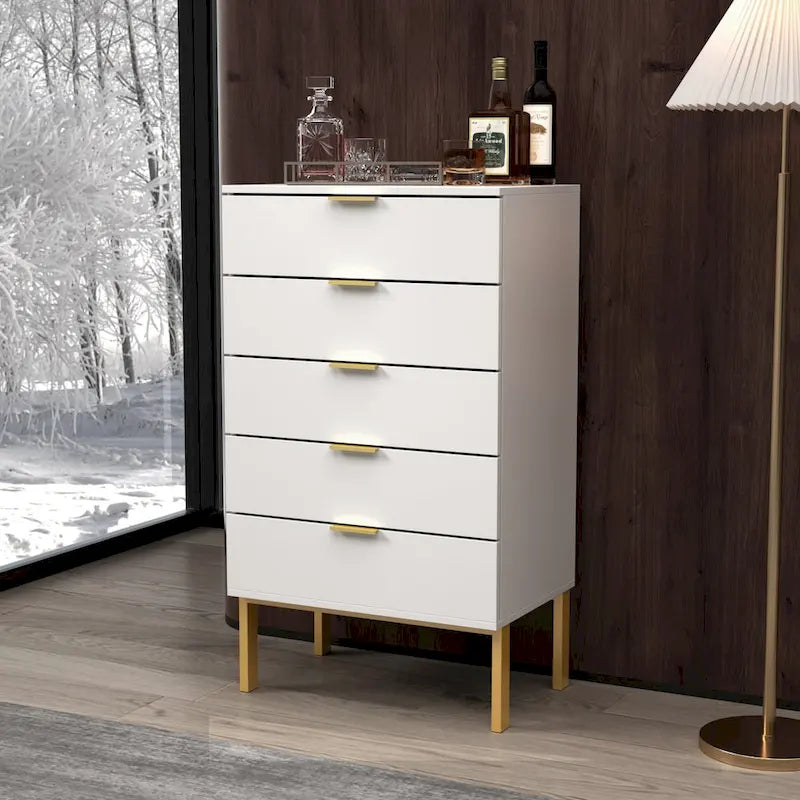 Cassettiera a 5 cassetti Comodino Armadietto contenitore 23,6 L Bianco/Nero