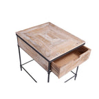 Tavolino quadrato Fenway Mango con ripiano in legno massello