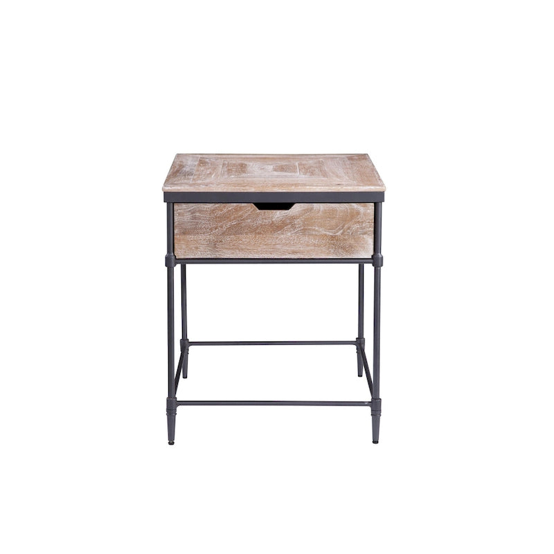 Tavolino quadrato Fenway Mango con ripiano in legno massello