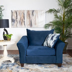 Roundhill Furniture Camero Fabric Pillowback Chair in Navy Blue