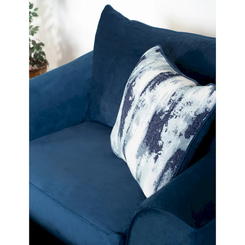 Sedia con cuscini in tessuto Camere, blu navy