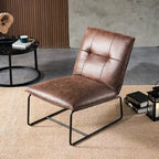 Poltrona senza braccioli in tessuto scamosciato stile Mid-Century