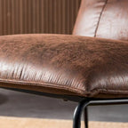 Poltrona senza braccioli in tessuto scamosciato stile Mid-Century