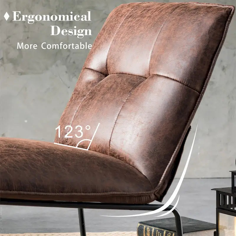 Poltrona senza braccioli in tessuto scamosciato stile Mid-Century