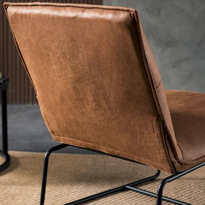 Poltrona senza braccioli in tessuto scamosciato stile Mid-Century