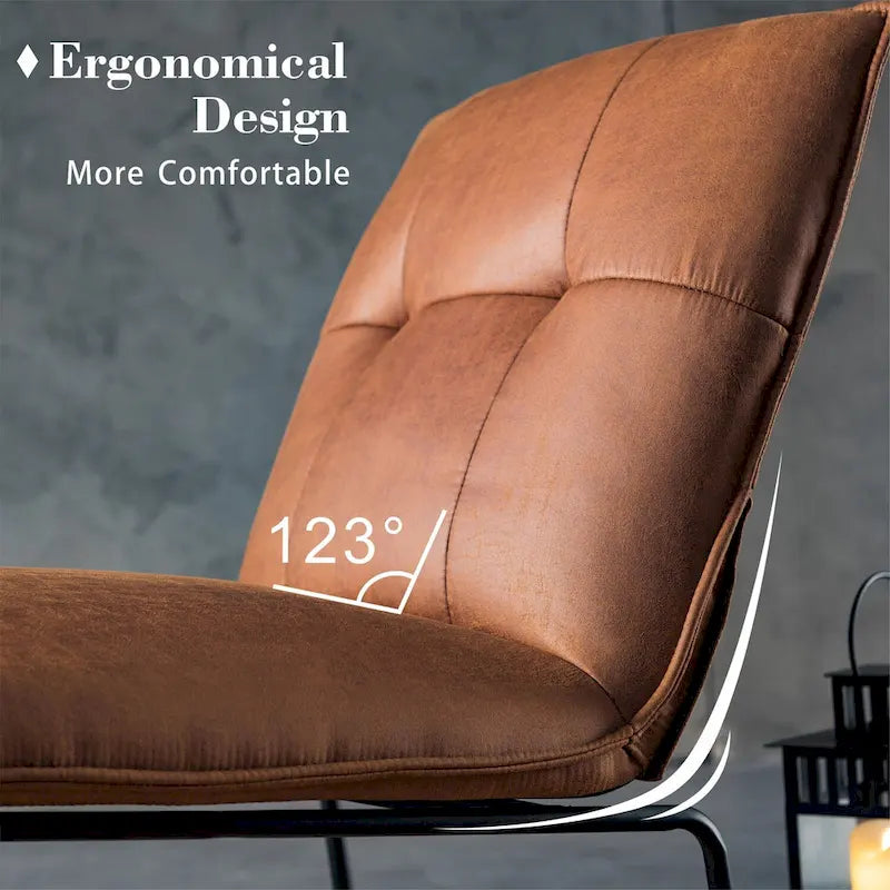 Poltrona senza braccioli in tessuto scamosciato stile Mid-Century