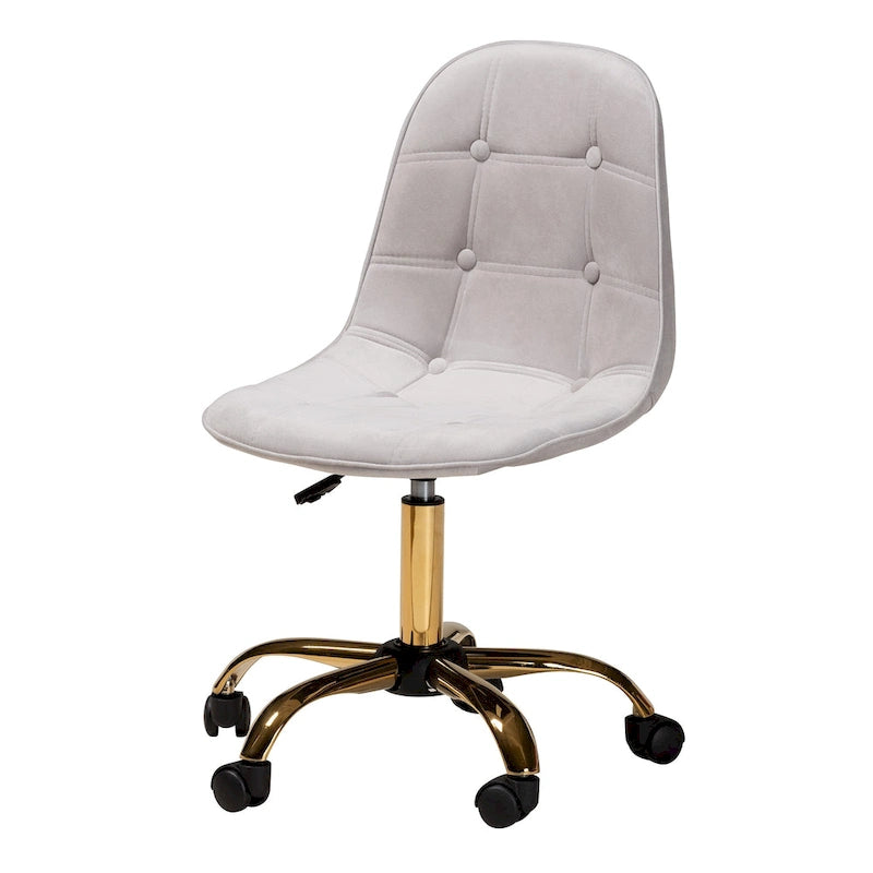 Sedia da ufficio girevole in velluto e metallo dorato, stile Glam contemporaneo