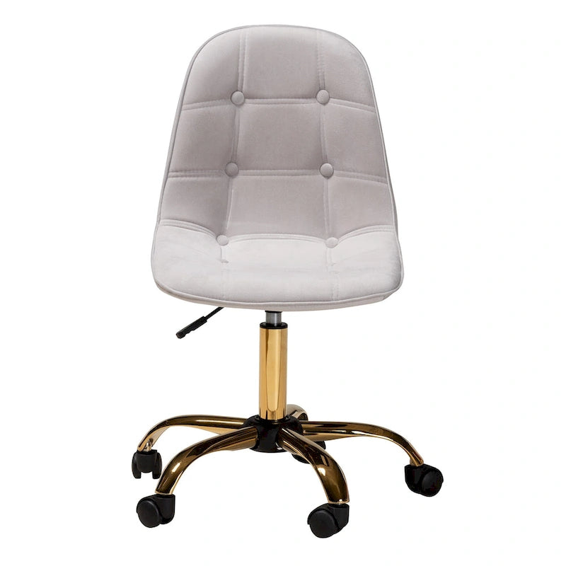 Sedia da ufficio girevole in velluto e metallo dorato, stile Glam contemporaneo