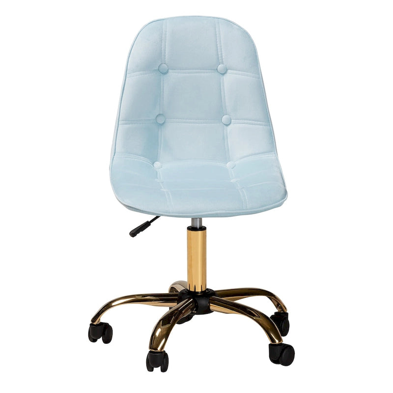 Sedia da ufficio girevole in velluto e metallo dorato, stile Glam contemporaneo