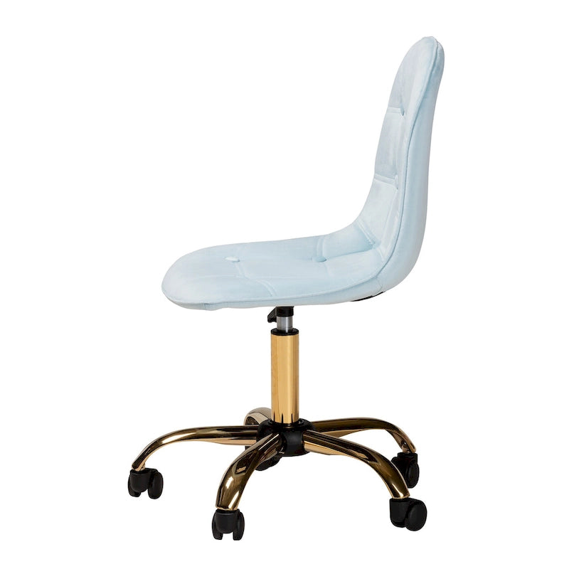 Sedia da ufficio girevole in velluto e metallo dorato, stile Glam contemporaneo
