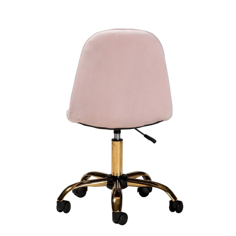 Sedia da ufficio girevole in velluto e metallo dorato, stile Glam contemporaneo