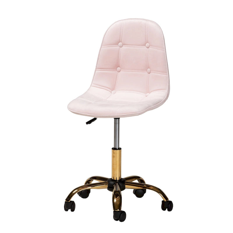 Sedia da ufficio girevole in velluto e metallo dorato, stile Glam contemporaneo