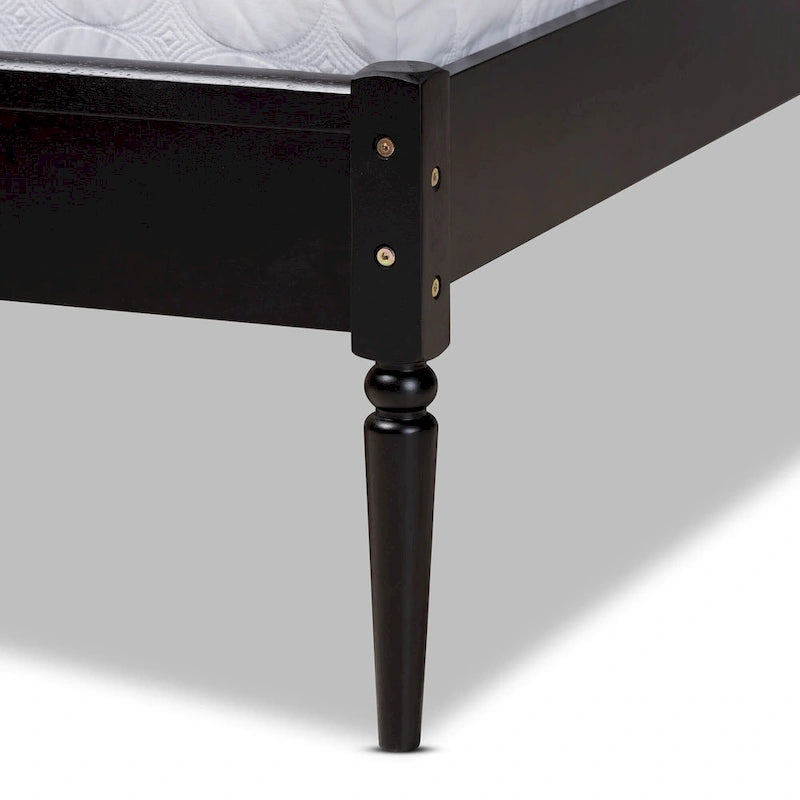 Letto a piattaforma Mid-Century Modern in legno e rattan sintetico - Antracite