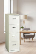Classificatore verticale in metallo a 4 cassetti, bianco perlato