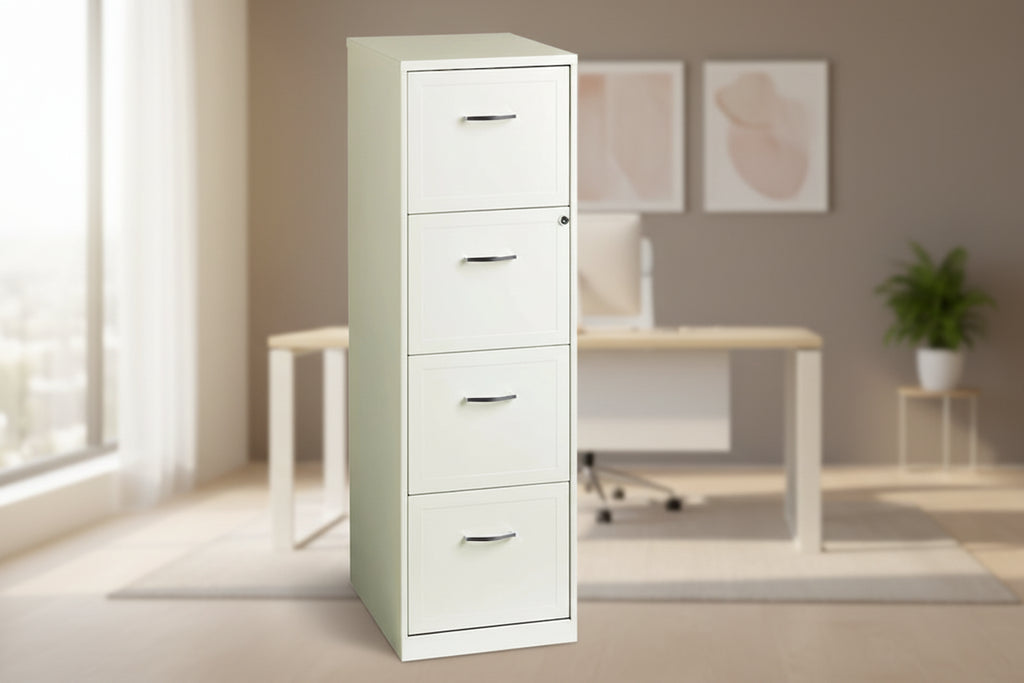 Space Solutions Pearl White 4 Drawer Metal Vertical File Cabinet