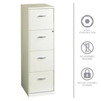 Classificatore verticale in metallo a 4 cassetti, bianco perlato