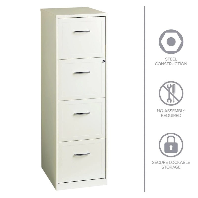 Classificatore verticale in metallo a 4 cassetti, bianco perlato