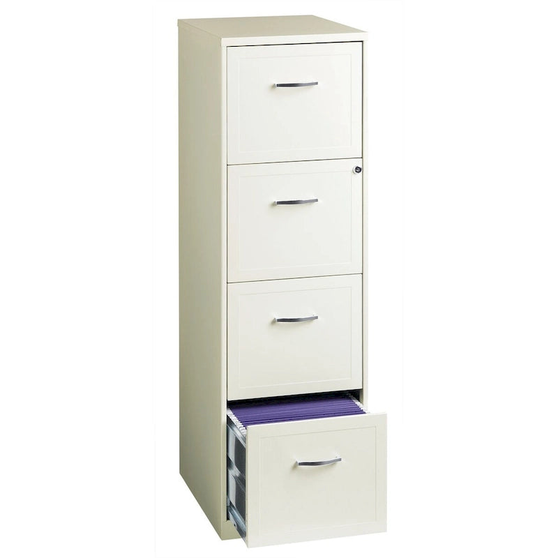 Classificatore verticale in metallo a 4 cassetti, bianco perlato