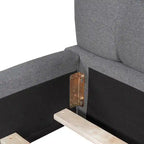 Letto imbottito a piattaforma Queen Size con tessuto spesso, letto a terra con struttura solida, Beige
