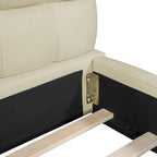 Letto imbottito a piattaforma Queen Size con tessuto spesso, letto a terra con struttura solida, Beige