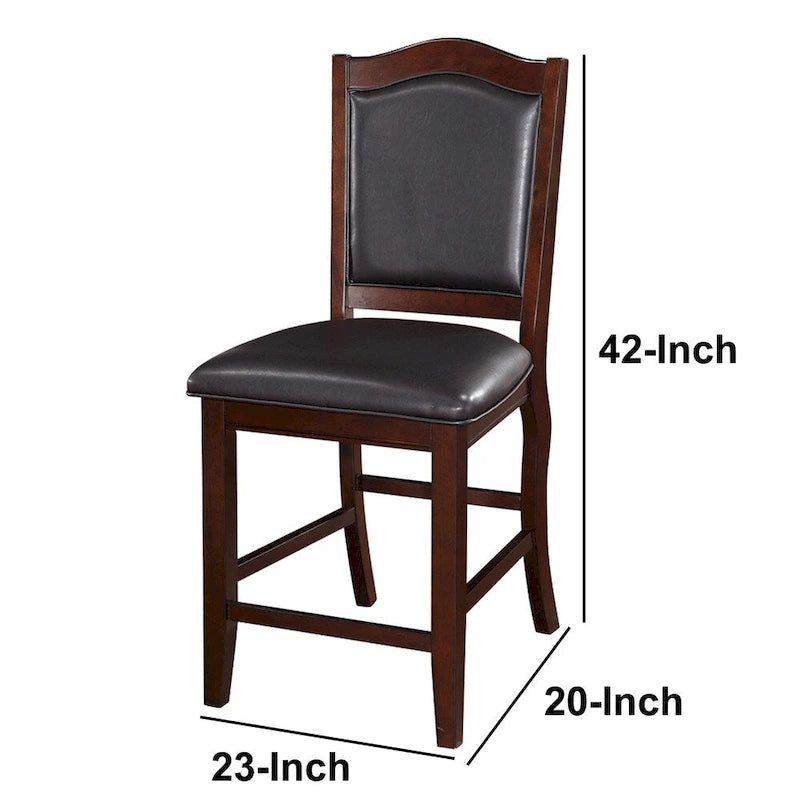 Seggiolone senza braccioli in legno, marrone espresso e nero, set da 2
