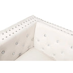 Divano moderno in velluto largo 82,3" con bottoni gioiello, braccioli quadrati capitonné, 2 cuscini inclusi, beige, 4 colori disponibili
