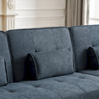 Divano moderno in velluto largo 82,3" con bottoni gioiello, braccioli quadrati capitonné, 2 cuscini inclusi, beige, 4 colori disponibili