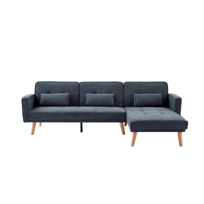 Divano moderno in velluto largo 82,3" con bottoni gioiello, braccioli quadrati capitonné, 2 cuscini inclusi, beige, 4 colori disponibili