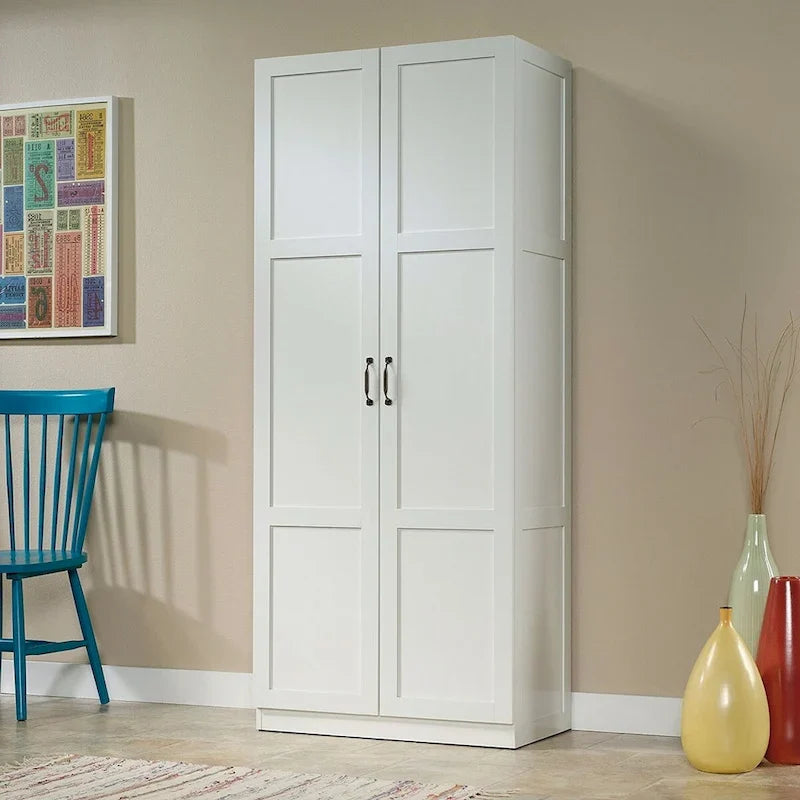 Armadio bianco con 4 ripiani e ante a pannello - 16P x 30L x 71A