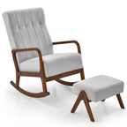 Sedia a Dondolo con Poggiapiedi, Tessuto Imbottito, Modello Glider Rocker