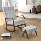 Sedia a Dondolo con Poggiapiedi, Tessuto Imbottito, Modello Glider Rocker