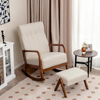 Sedia a Dondolo con Poggiapiedi, Tessuto Imbottito, Modello Glider Rocker