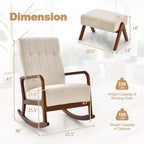 Sedia a Dondolo con Poggiapiedi, Tessuto Imbottito, Modello Glider Rocker