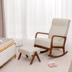 Sedia a Dondolo con Poggiapiedi, Tessuto Imbottito, Modello Glider Rocker