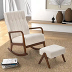 Sedia a Dondolo con Poggiapiedi, Tessuto Imbottito, Modello Glider Rocker