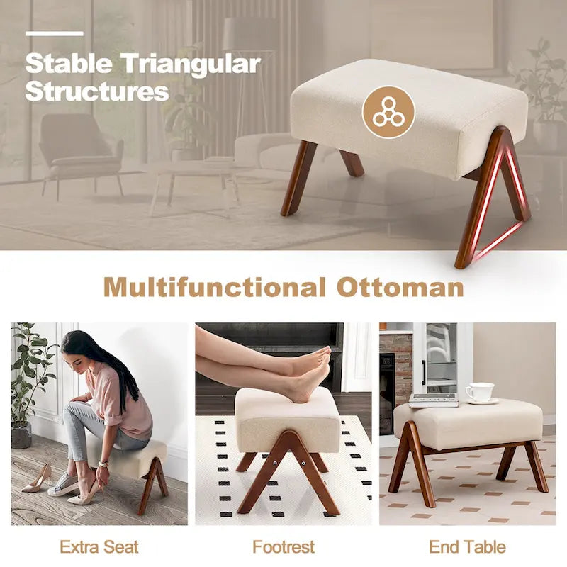 Sedia a Dondolo con Poggiapiedi, Tessuto Imbottito, Modello Glider Rocker