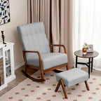 Sedia a Dondolo con Poggiapiedi, Tessuto Imbottito, Modello Glider Rocker