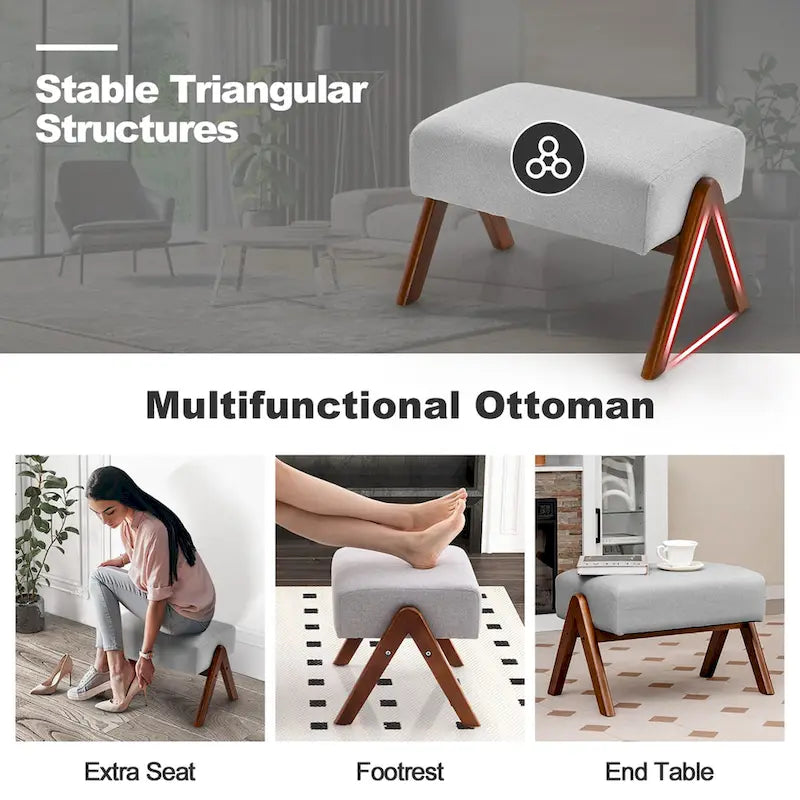 Sedia a Dondolo con Poggiapiedi, Tessuto Imbottito, Modello Glider Rocker