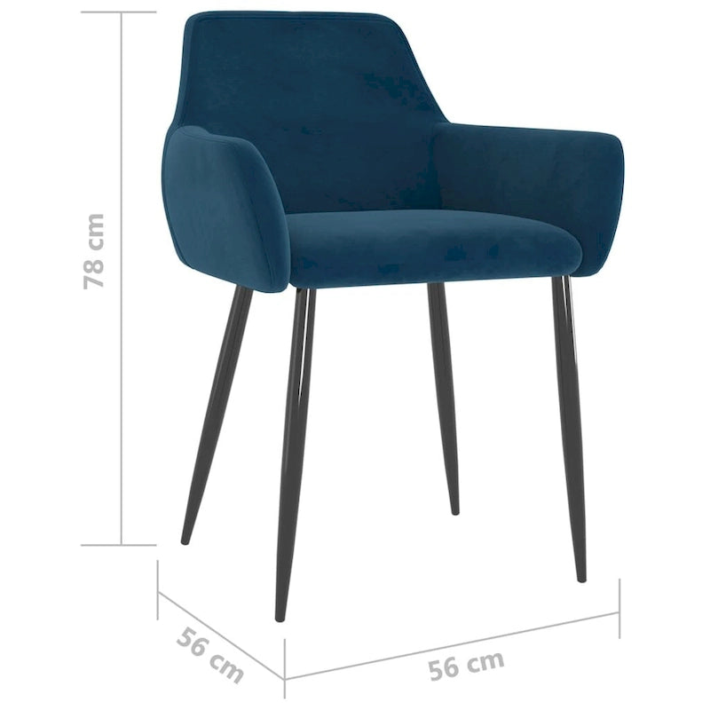 Sedie da pranzo in velluto con gambe in metallo, set da 2 - 56 x 56 x 78 cm